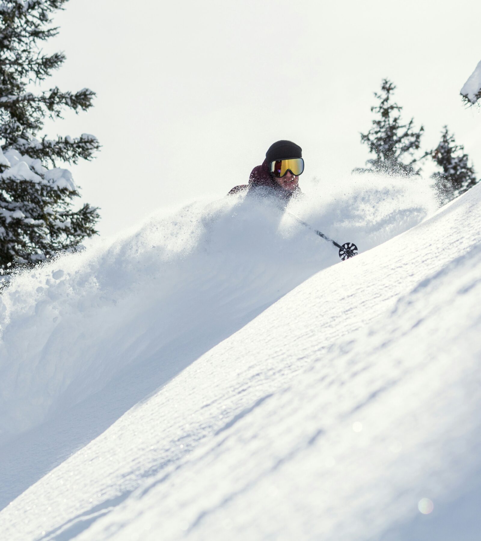 Skier moving through deep powder.