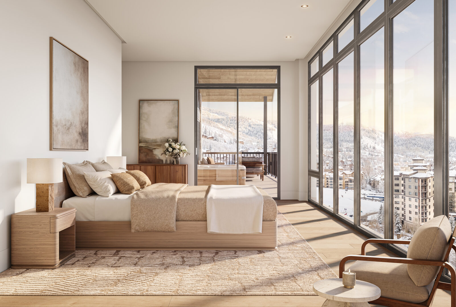 Primary bedroom suite with mountain views.